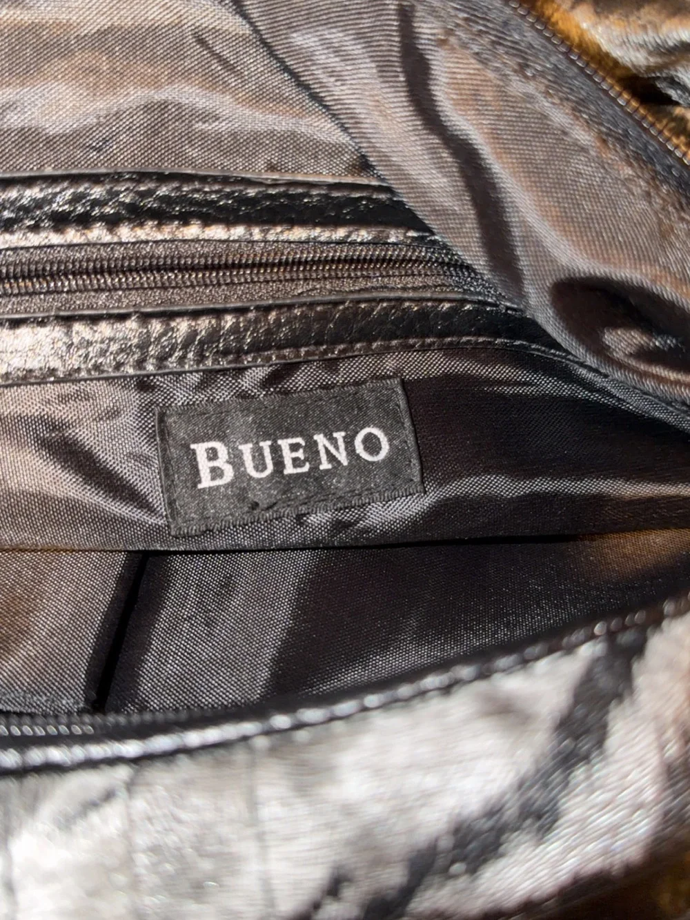 Bueno Silver and Black Zebra Print Hobo Bag